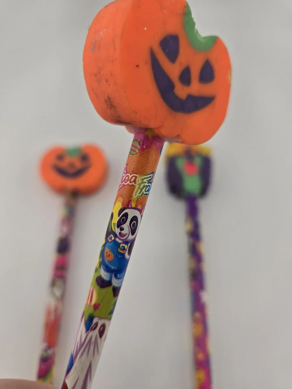Vintage Lisa Frank Holiday Pencils Lot Halloween Witch Pumpkin Erasers